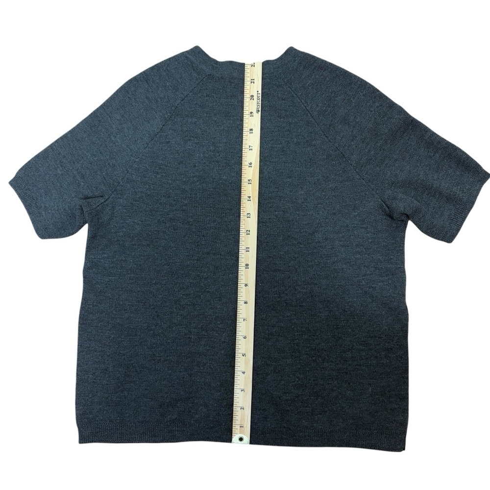 J. Crew Merino Wool Sweater Top XS Short Sleeve Grey Academia Preppy - Picture 6 of 9